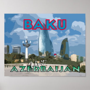 Poster Bakou, visite Azerbaïdjan
