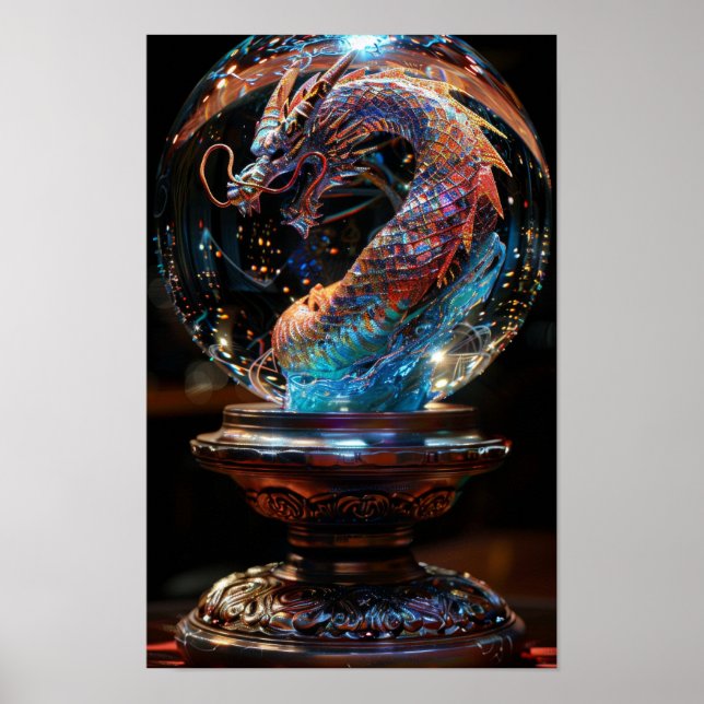 Poster Bal de cristal mystique avec âme de dragon Imprime (Devant)