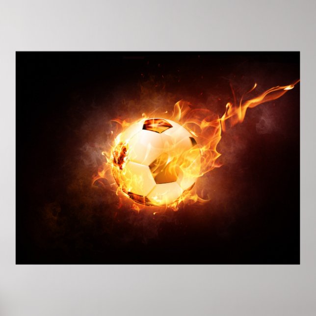 Poster Bal de football en feu (Devant)