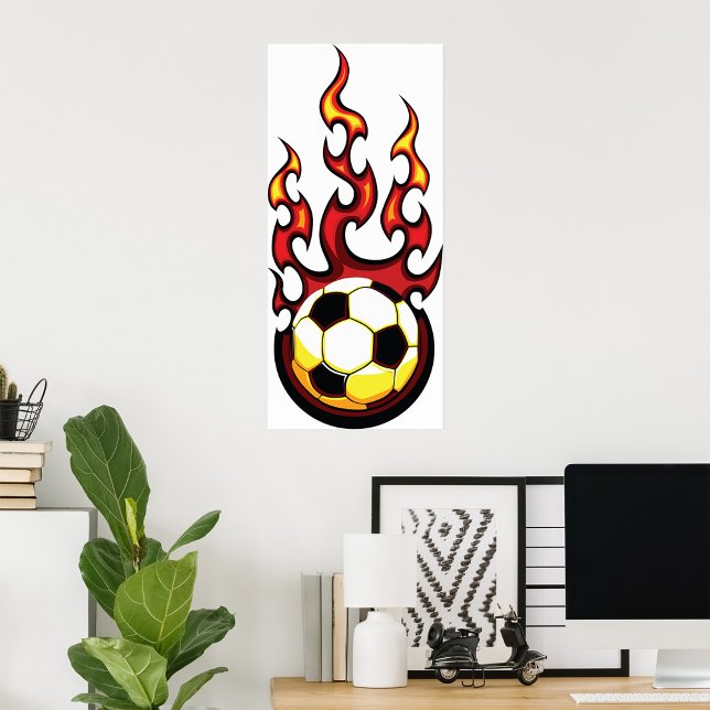 Poster Bal De Football En Feu (Créateur téléchargé)