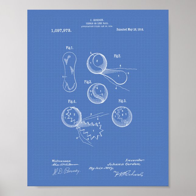 Poster Bal de Tennis 1914 Brevet d'Art Plan directeur (Devant)