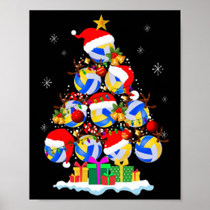Poster Bal de volley-ball d'arbre de Noël Santa Hat Funny