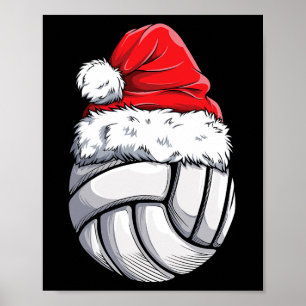 Poster Bal de volley-ball de Noël Santa Hat Funny Sport X
