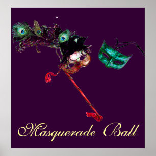 Poster BAL MASQUÉ DU MARDI GRAS ,Violet