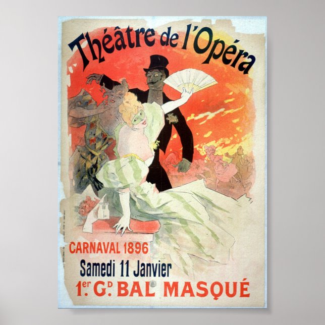 Poster Bal Masqué Opéra Français Style Vintage (Devant)