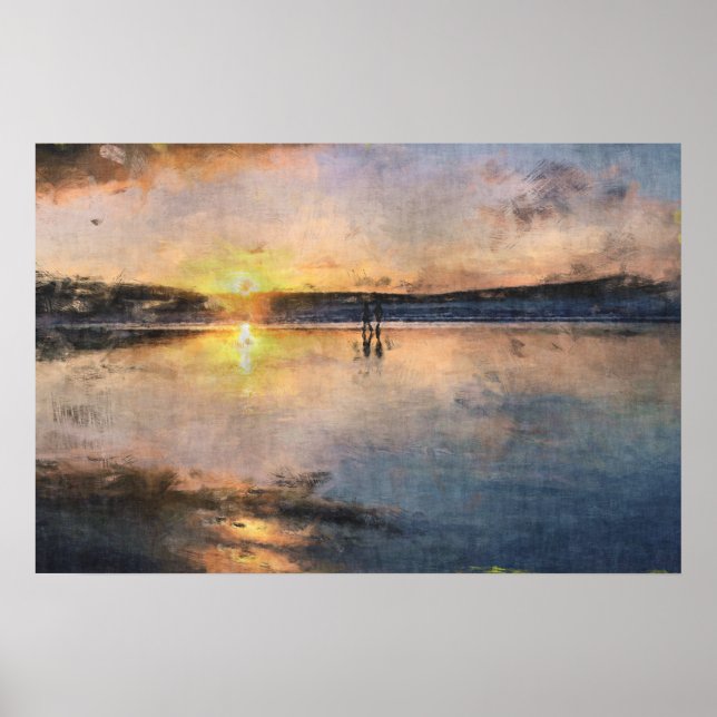 Poster Balade romantique au coucher du soleil (Devant)