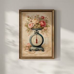 Poster Balance de cuisine florale vintage