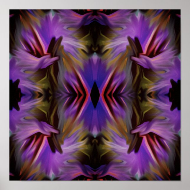 Poster Balayage bleu violet Abstrait (Devant)