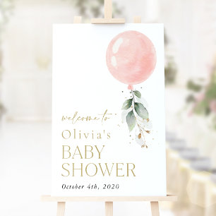 Poster Balcon rose, Eucalyptus, Baby shower d'accueil