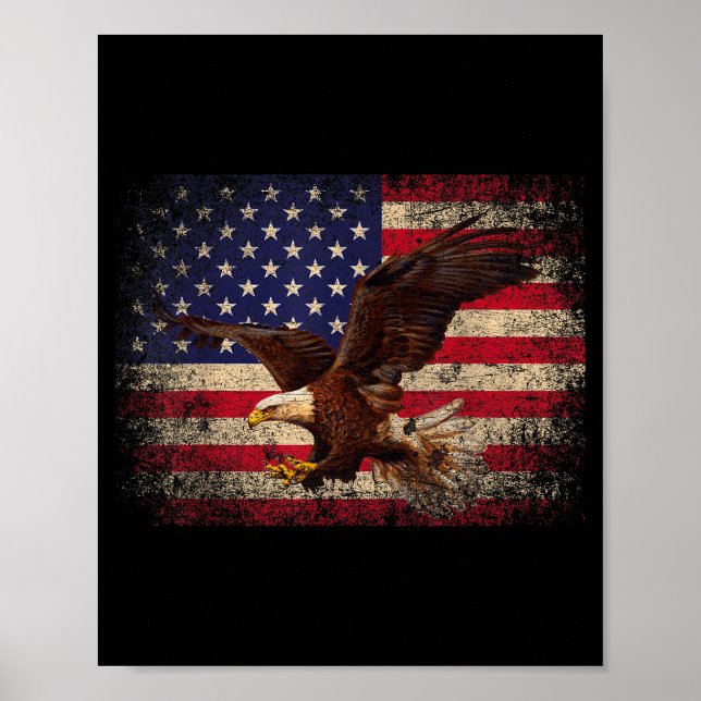 Poster Bald Eagle 4th Of July Christmas Gift American Fla (Devant)