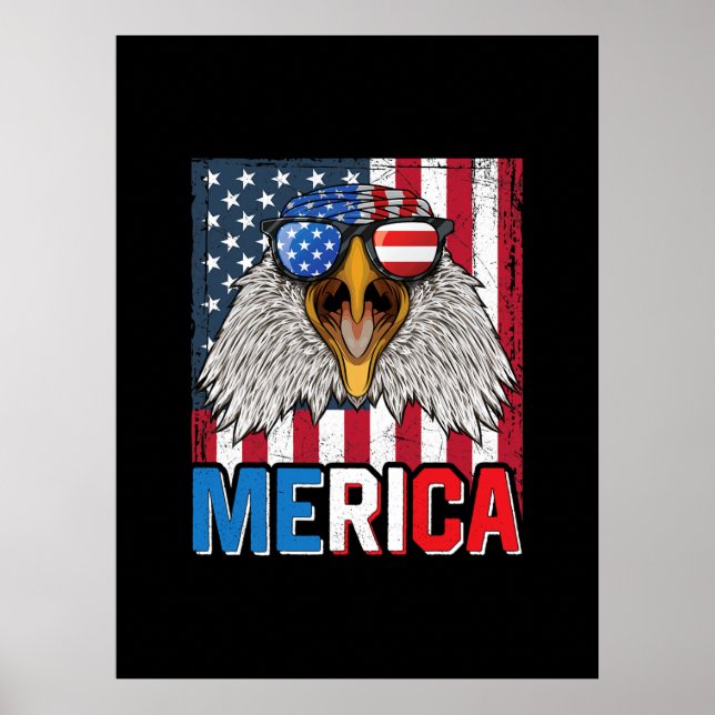 Poster Bald Eagle Merica 4 juillet (Devant)