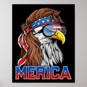 Poster Bald Eagle Mullet Merica drapeau américain Patriot