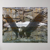 Bald Eagle Rock Mur Réflexions Dans L'Eau