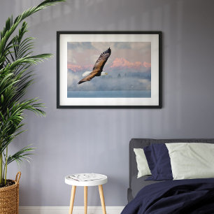 Poster Bald Eagle sur les Mtns Olympiques Beaux Art Photo