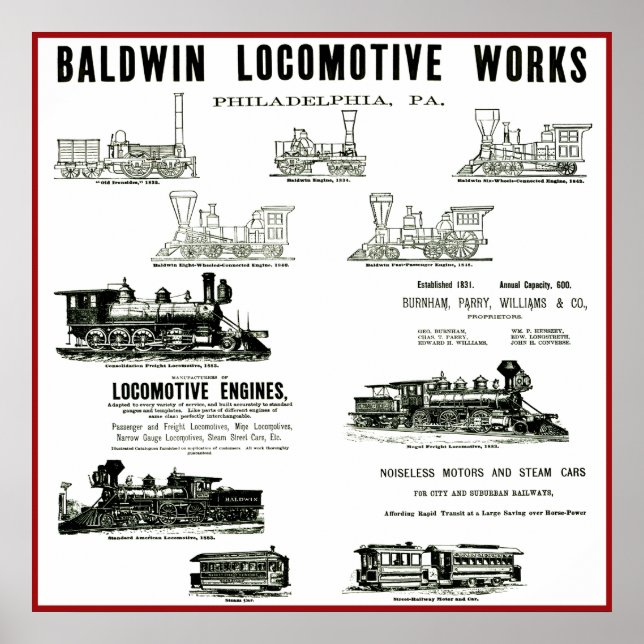 Poster Baldwin Locomotive Works (Devant)