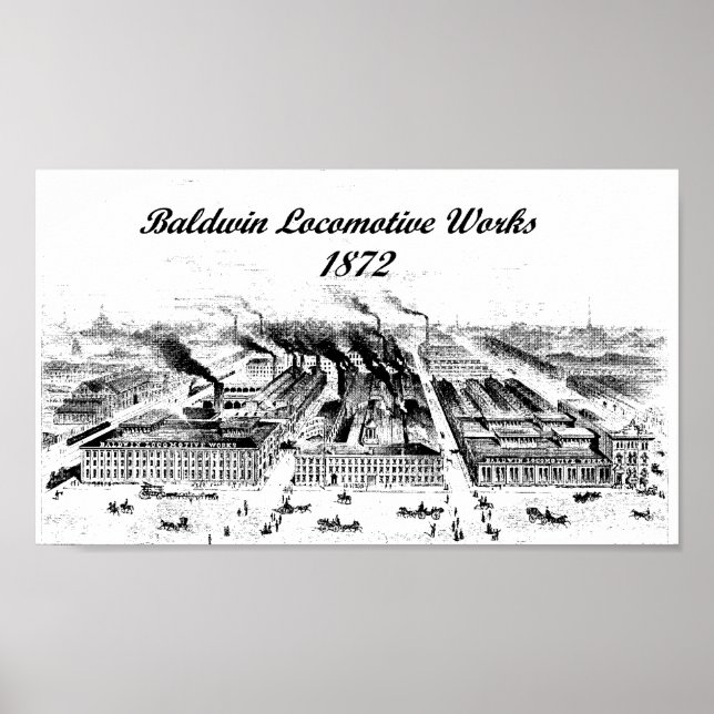 Poster Baldwin Locomotive Works 1872 (Devant)