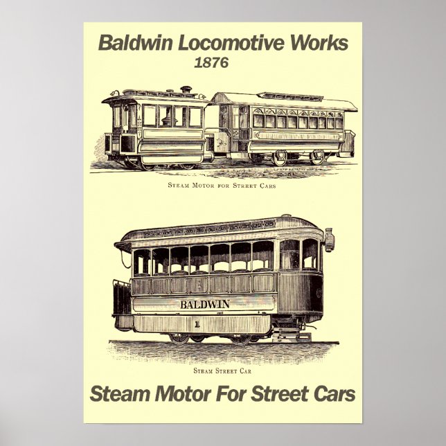 Poster Baldwin Steam Motor For Street Cars 1876 (Devant)