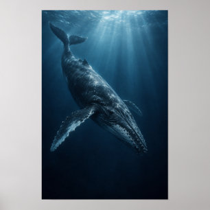 Poster Baleine à Bosse Glissant à Travers l'Océan Bleu Pr