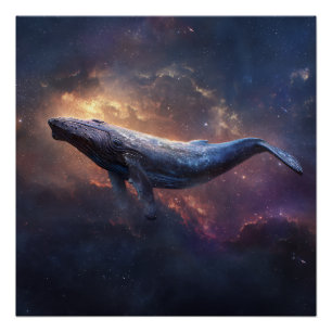 Poster Baleine à bosses cosmique