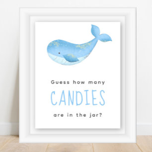 Poster Baleine aquarelle - Combien de bonbons y a-t-il da