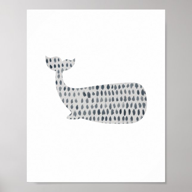 Poster Baleine bleue Abstraite Verre de mer Aquarelle Pei (Devant)