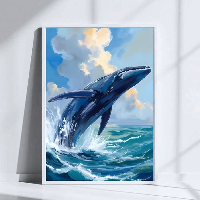 Poster Baleine bleue Océan Animal Art aquarelle (Créateur téléchargé)