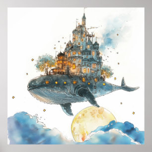 Poster Baleine : Château dans le ciel