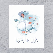 Baleine et poissons à l'aquarelle fantaisiste 
