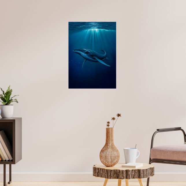 Poster Baleine majestueuse dans la mer Bleue profonde (Salon 3)