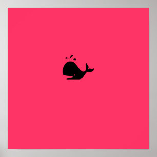 Poster Baleine noire-sur-rouge