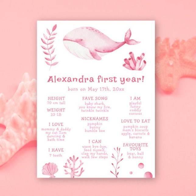 Poster Baleine premier anniversaire Jalon Anniversaire (Créateur téléchargé)
