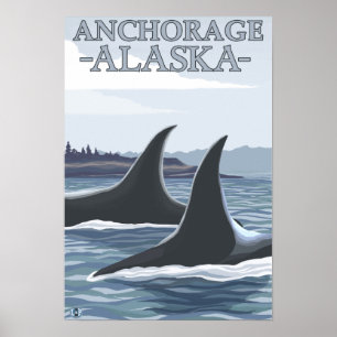 Poster Baleines #1 - Anchorage, Alaska d'orque