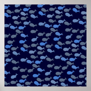 Poster baleines bleues pour murs