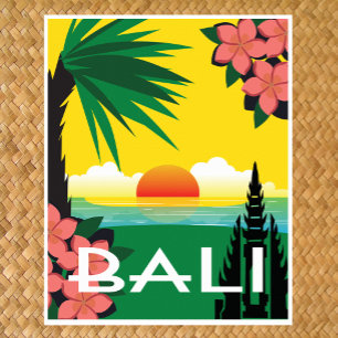 Poster Bali Indonesia vintage travel style