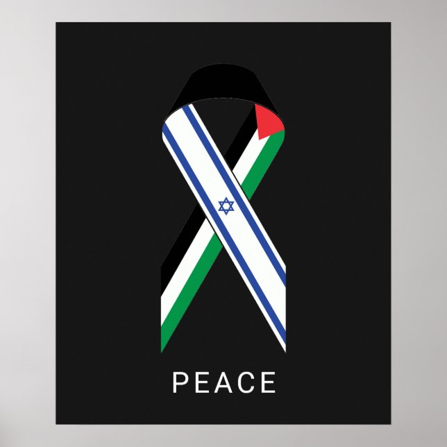 Poster Balises de paix pour Israël et la Palestine noir (Devant)