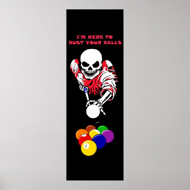 Poster Ball buster Skeleton Pool Billard art original (Devant)