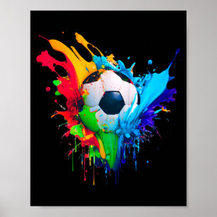 Poster Balle de foot couleur cool éclaboussure d'amour Ar