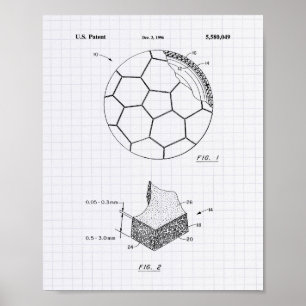 Poster Balle de Football 1996 Art Brevet - Poivre Lined
