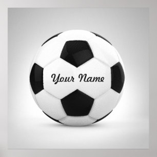 Poster Balle de football personnalisée noir et blanc
