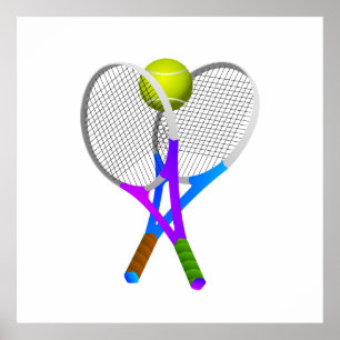 Poster Balle de tennis et raquettes