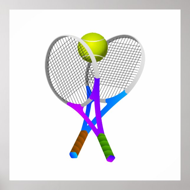Poster Balle de tennis et raquettes (Devant)