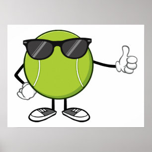 Poster Balle de Tennis Souriante avec Lunettes de Soleil