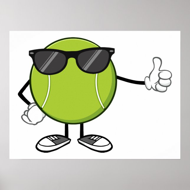 Poster Balle de Tennis Souriante avec Lunettes de Soleil (Devant)