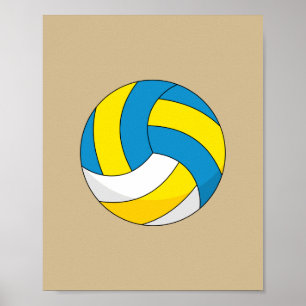 Poster Balle de volley-ball en dessin