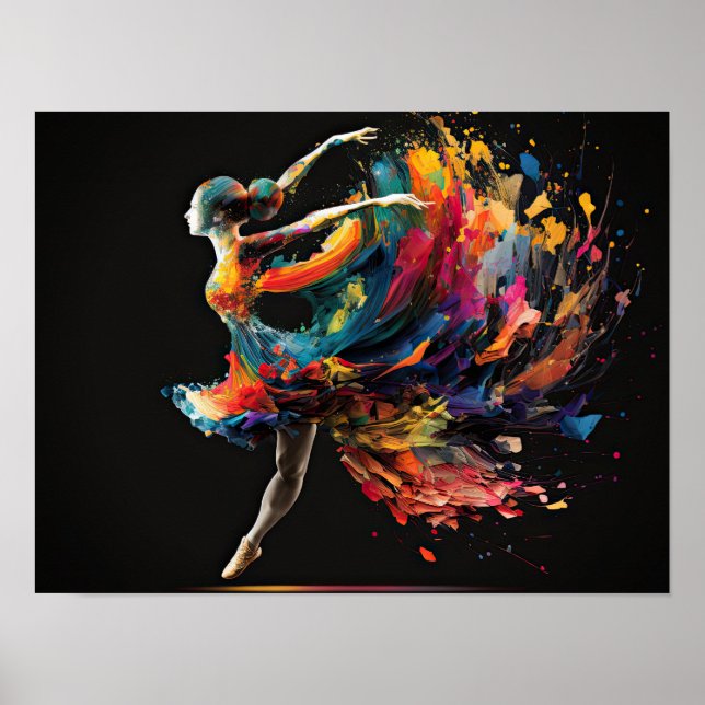 Poster Ballerina à éclaboussure de couleur surréelle (Devant)