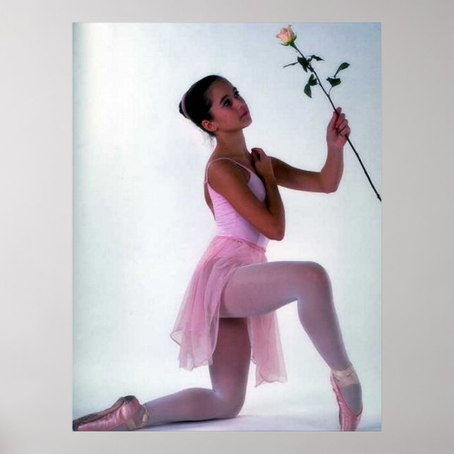 Poster Ballerina avec Fleur (Devant)