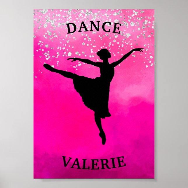 Poster Ballerina Dance Pink Ombre Sparkle (Devant)