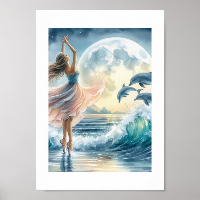 Poster Ballerina Dancing on the Ocean (Devant)