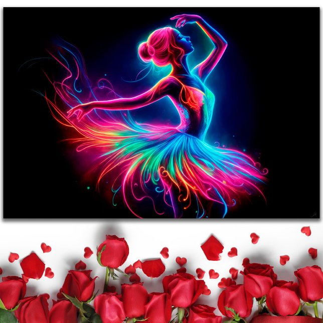 Poster Ballerina danse coloré élégante fille brillant neo (Créateur téléchargé)