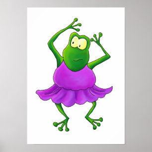 Poster Ballerina Frog with Purple Tutu